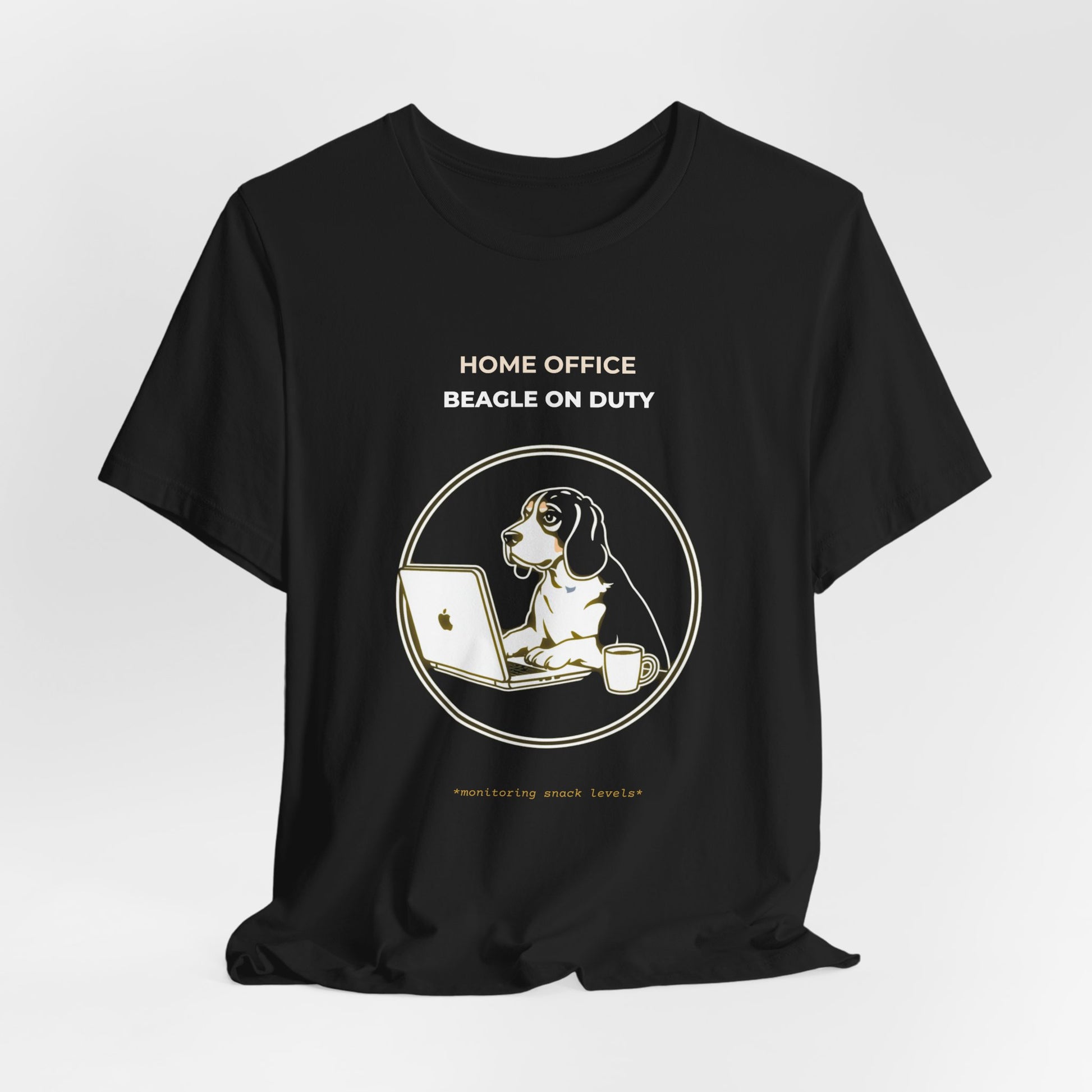 Home Office Beagle On Duty t-shirt — funny work from home dog tee on Bella+Canvas 3001, view 9
