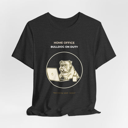 Home Office Bulldog On Duty t-shirt — funny work from home dog tee on Bella+Canvas 3001, view 21