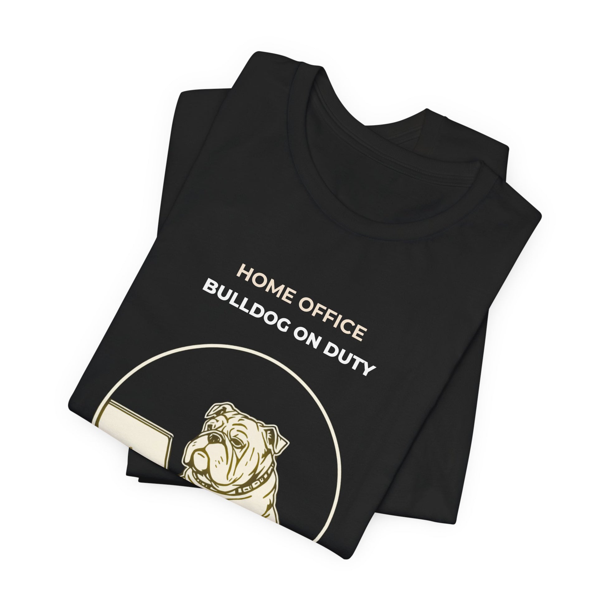 Home Office Bulldog On Duty t-shirt — funny work from home dog tee on Bella+Canvas 3001, view 8