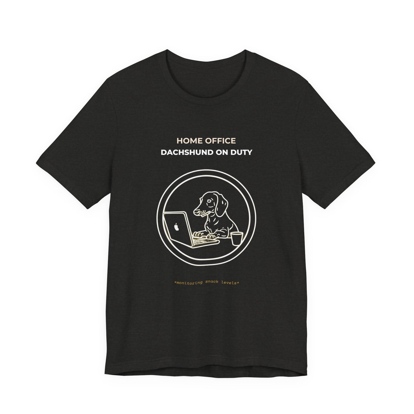 Home Office Dachshund On Duty t-shirt — funny work from home dog tee on Bella+Canvas 3001, view 12