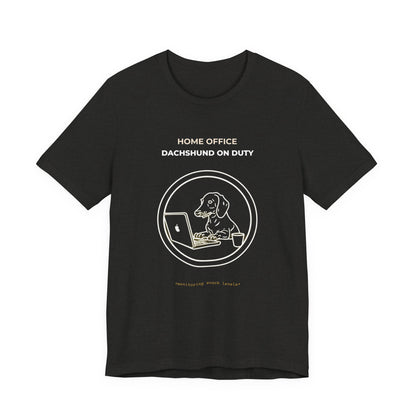 Home Office Dachshund On Duty t-shirt — funny work from home dog tee on Bella+Canvas 3001, view 12
