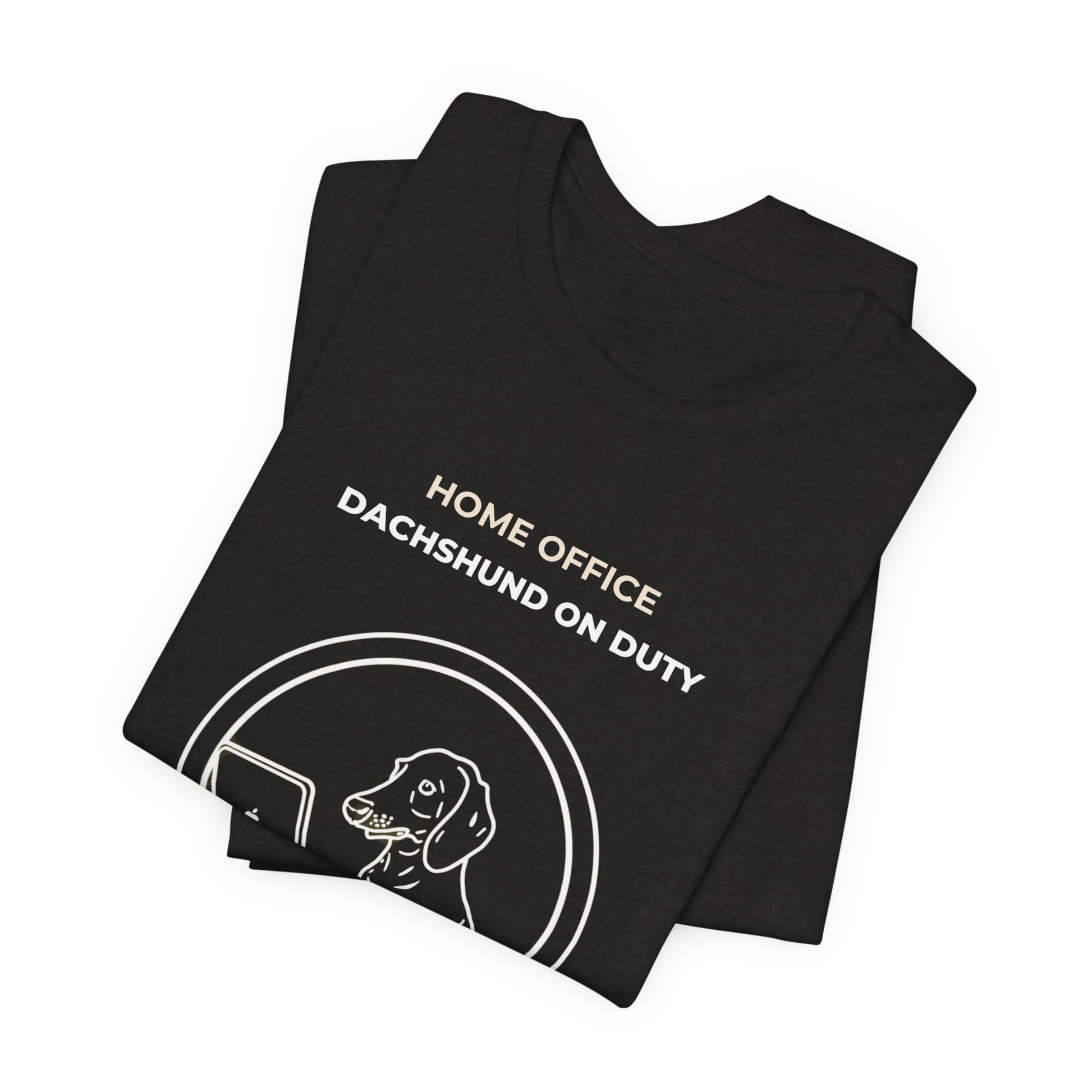 Home Office Dachshund On Duty t-shirt — funny work from home dog tee on Bella+Canvas 3001, view 14