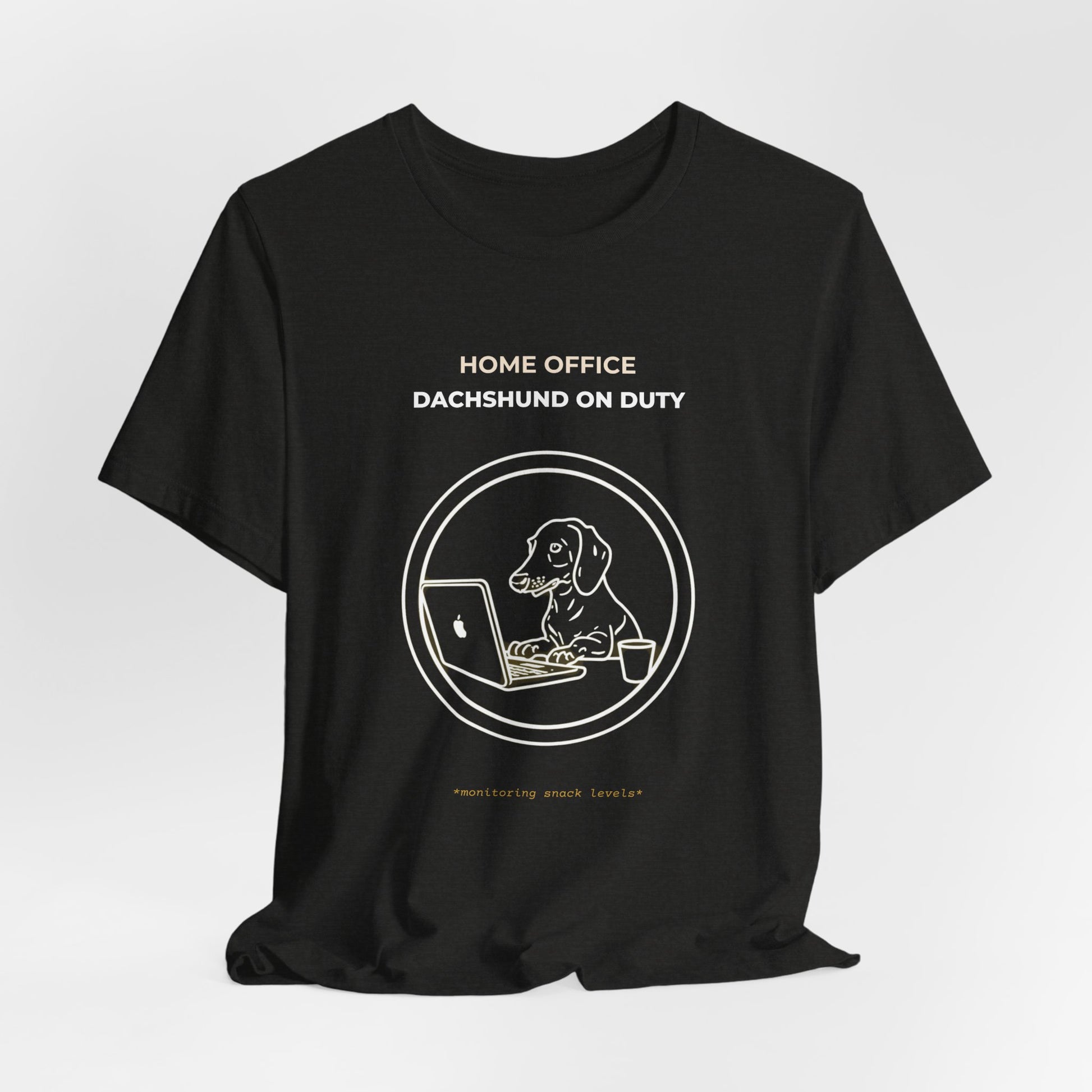 Home Office Dachshund On Duty t-shirt — funny work from home dog tee on Bella+Canvas 3001, view 15