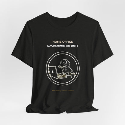 Home Office Dachshund On Duty t-shirt — funny work from home dog tee on Bella+Canvas 3001, view 15