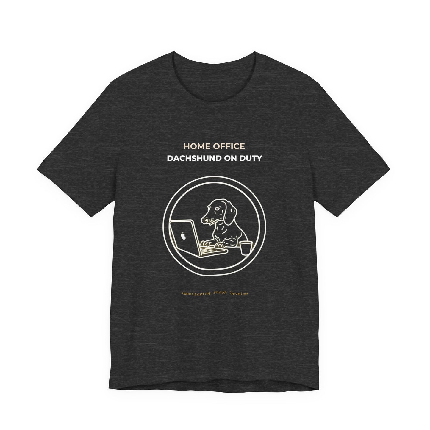 Home Office Dachshund On Duty t-shirt — funny work from home dog tee on Bella+Canvas 3001, view 18