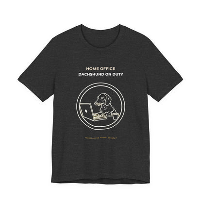 Home Office Dachshund On Duty t-shirt — funny work from home dog tee on Bella+Canvas 3001, view 18
