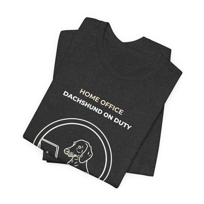 Home Office Dachshund On Duty t-shirt — funny work from home dog tee on Bella+Canvas 3001, view 20