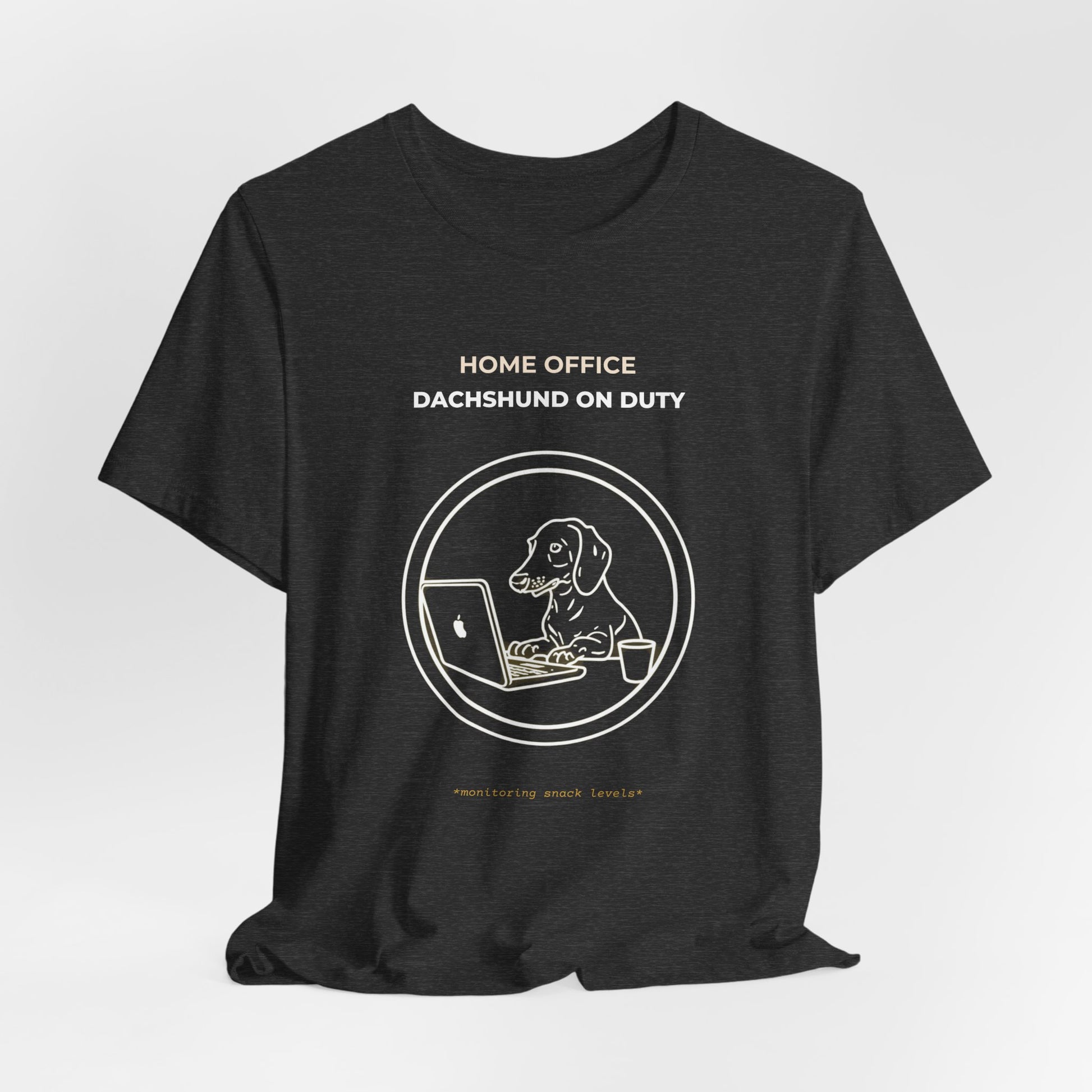 Home Office Dachshund On Duty t-shirt — funny work from home dog tee on Bella+Canvas 3001, view 21