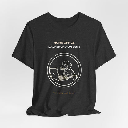 Home Office Dachshund On Duty t-shirt — funny work from home dog tee on Bella+Canvas 3001, view 21