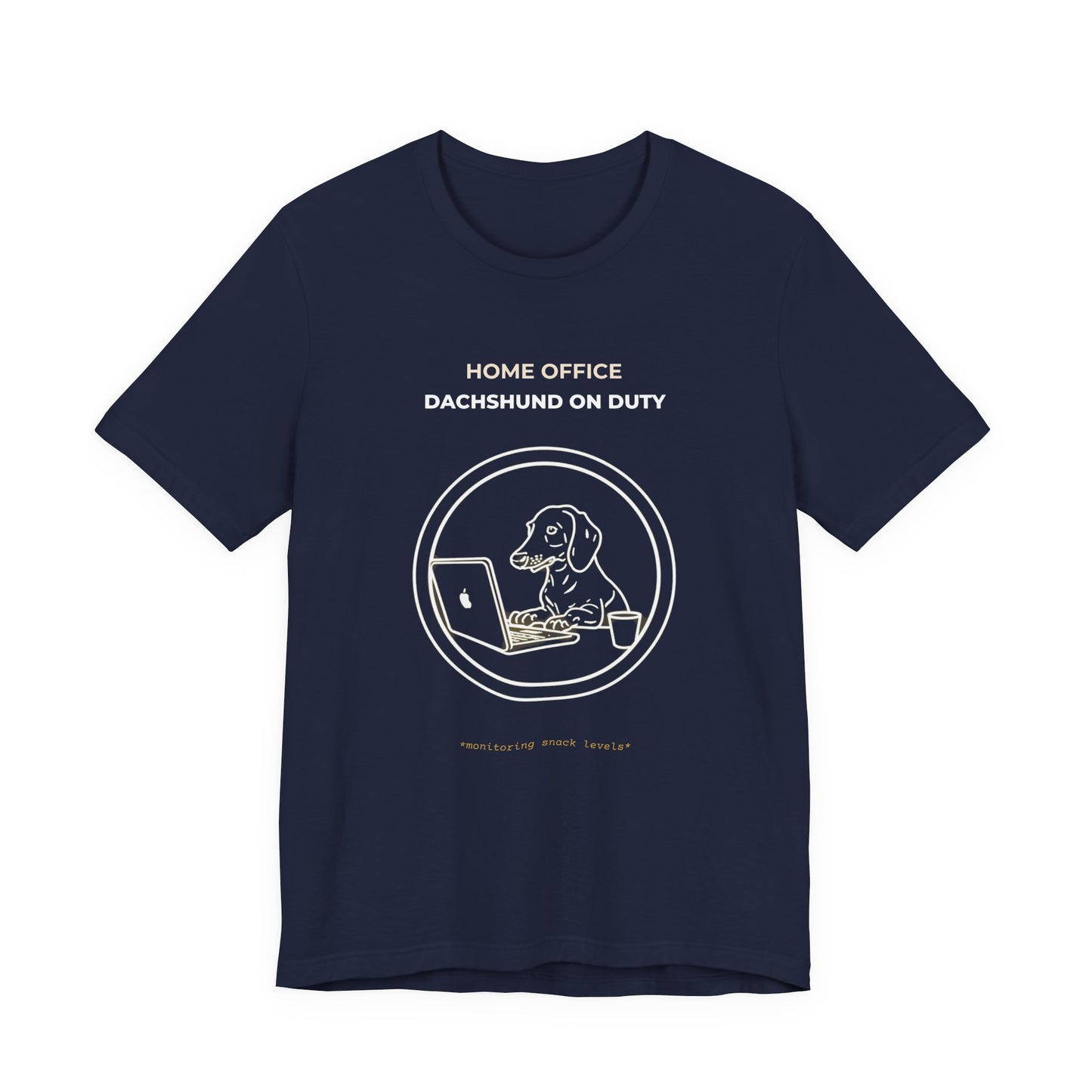 Home Office Dachshund On Duty t-shirt — funny work from home dog tee on Bella+Canvas 3001, view 24