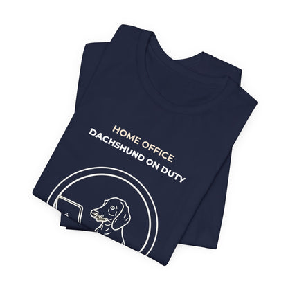 Home Office Dachshund On Duty t-shirt — funny work from home dog tee on Bella+Canvas 3001, view 26