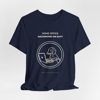 Home Office Dachshund On Duty t-shirt — funny work from home dog tee on Bella+Canvas 3001, view 27