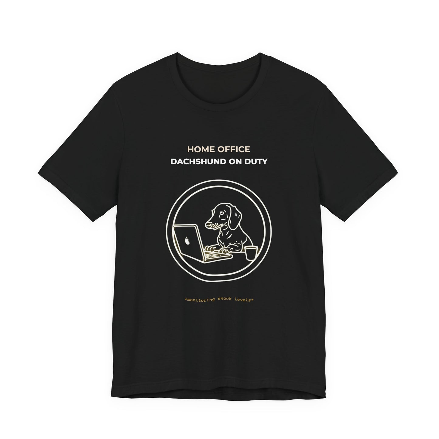 Home Office Dachshund On Duty t-shirt — funny work from home dog tee on Bella+Canvas 3001, view 6