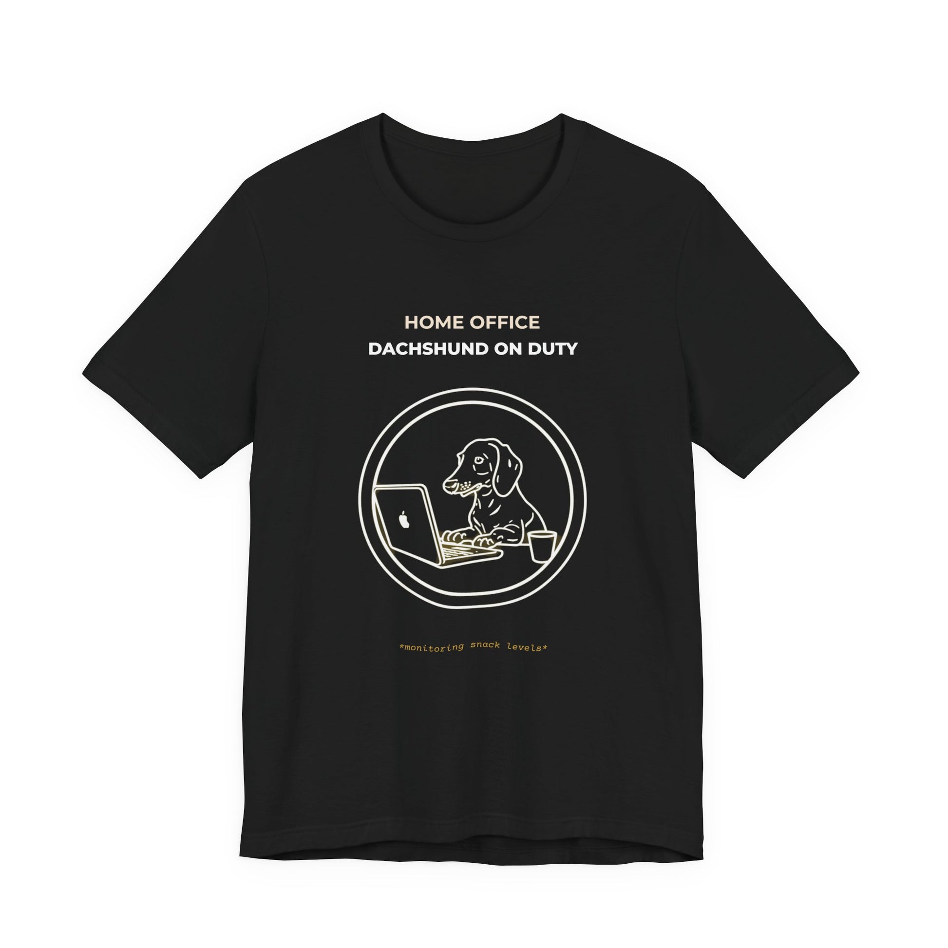 Home Office Dachshund On Duty t-shirt — funny work from home dog tee on Bella+Canvas 3001, view 6