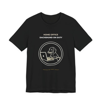 Home Office Dachshund On Duty t-shirt — funny work from home dog tee on Bella+Canvas 3001, view 6