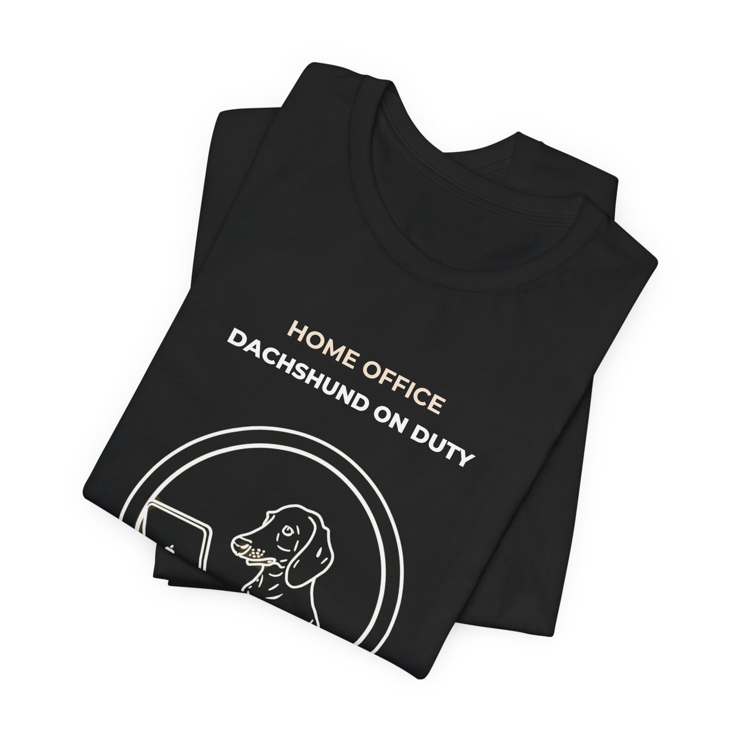 Home Office Dachshund On Duty t-shirt — funny work from home dog tee on Bella+Canvas 3001, view 8