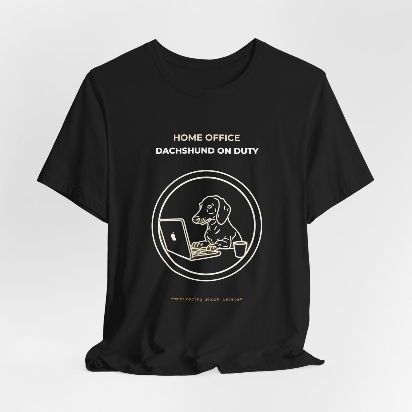 Home Office Dachshund On Duty t-shirt — funny work from home dog tee on Bella+Canvas 3001, view 9
