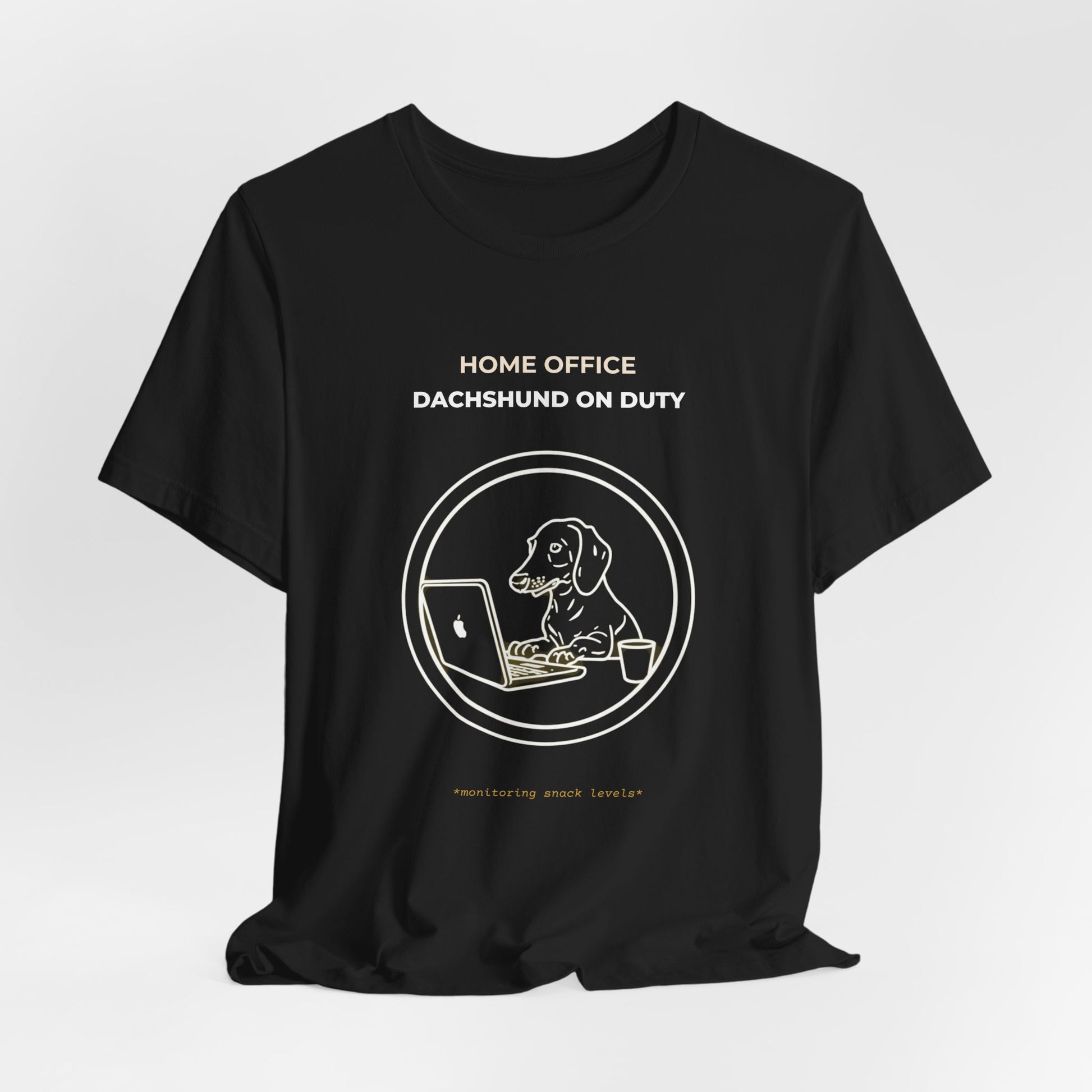 Home Office Dachshund On Duty t-shirt — funny work from home dog tee on Bella+Canvas 3001, view 9