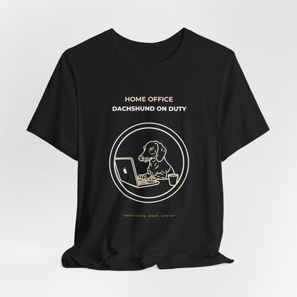 Home Office Dachshund On Duty t-shirt — funny work from home dog tee on Bella+Canvas 3001, view 9