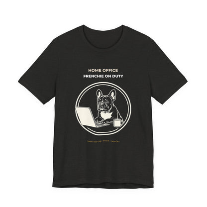 Home Office French Bulldog On Duty t-shirt — funny work from home dog tee on Bella+Canvas 3001, view 12