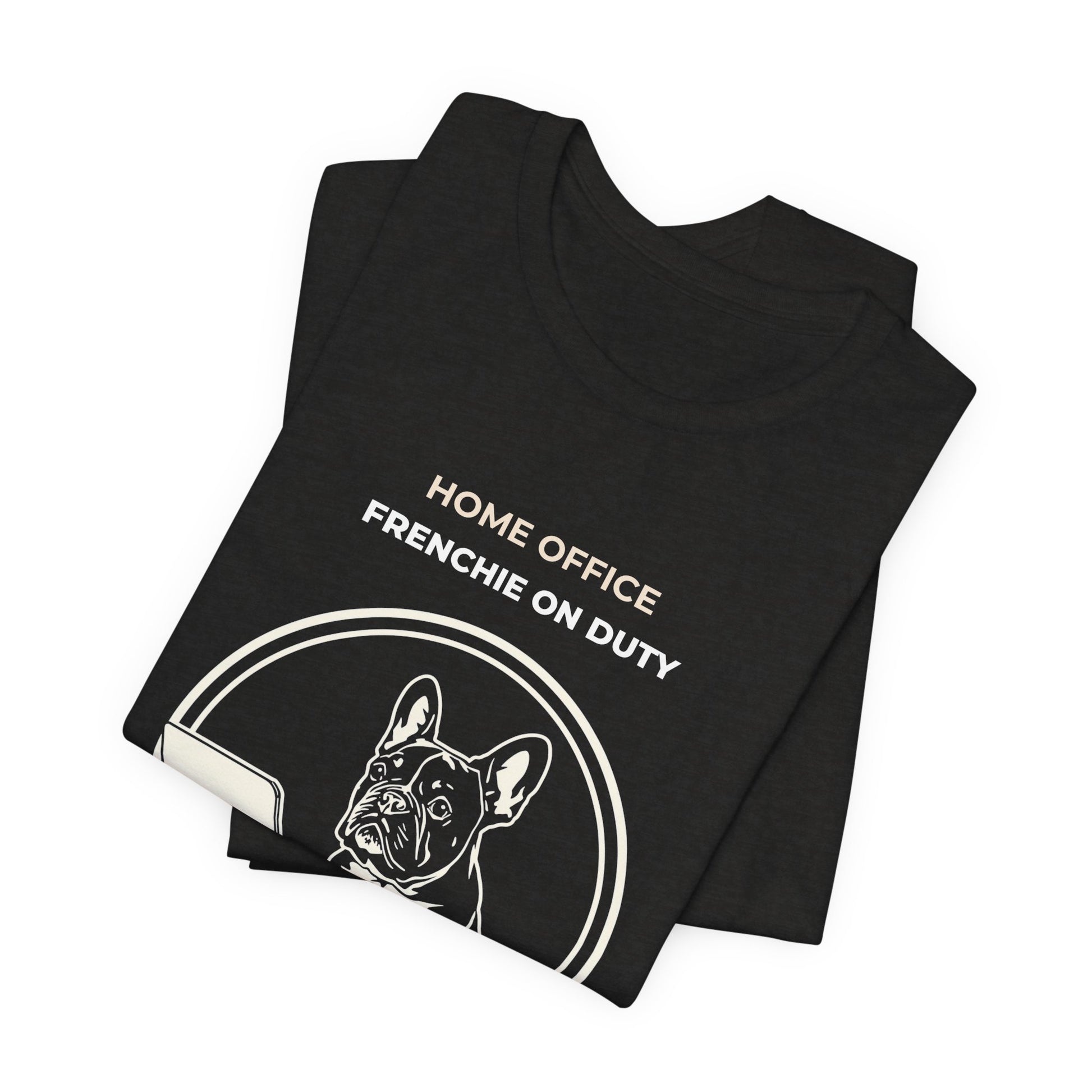 Home Office French Bulldog On Duty t-shirt — funny work from home dog tee on Bella+Canvas 3001, view 14