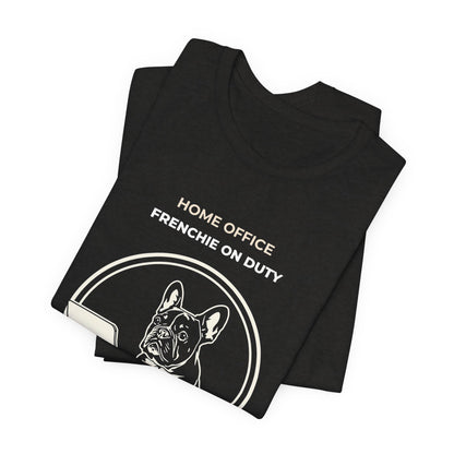 Home Office French Bulldog On Duty t-shirt — funny work from home dog tee on Bella+Canvas 3001, view 14
