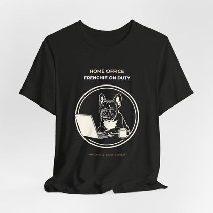 Home Office French Bulldog On Duty t-shirt — funny work from home dog tee on Bella+Canvas 3001, view 15