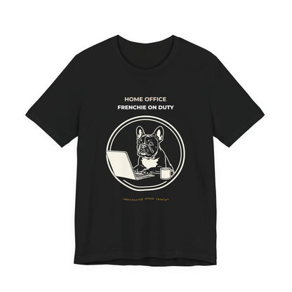 Home Office French Bulldog On Duty t-shirt — funny work from home dog tee on Bella+Canvas 3001, view 6