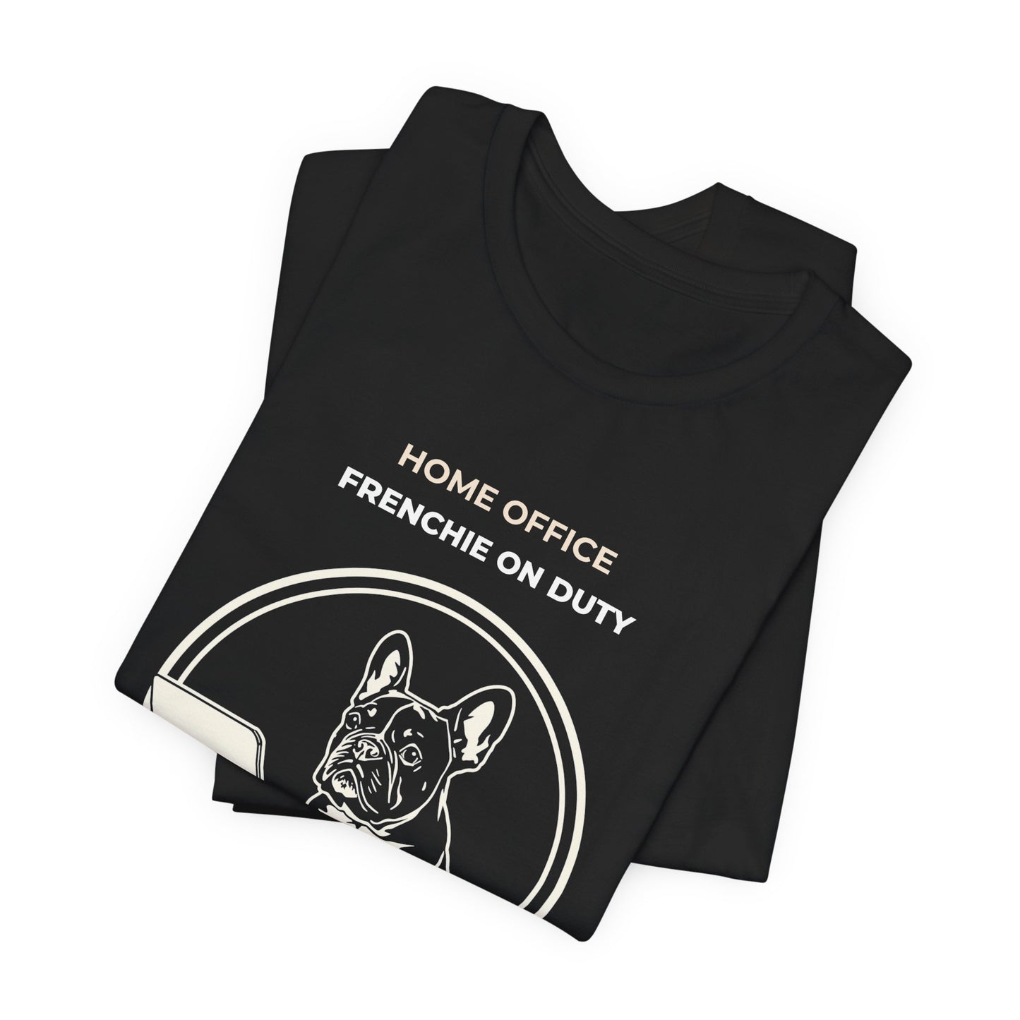 Home Office French Bulldog On Duty t-shirt — funny work from home dog tee on Bella+Canvas 3001, view 8
