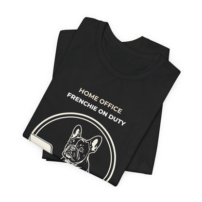 Home Office French Bulldog On Duty t-shirt — funny work from home dog tee on Bella+Canvas 3001, view 8