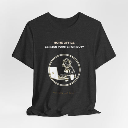 Home Office German Pointer On Duty t-shirt — funny work from home dog tee on Bella+Canvas 3001, view 21