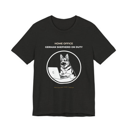 Home Office German Shepherd On Duty t-shirt — funny work from home dog tee on Bella+Canvas 3001, view 12