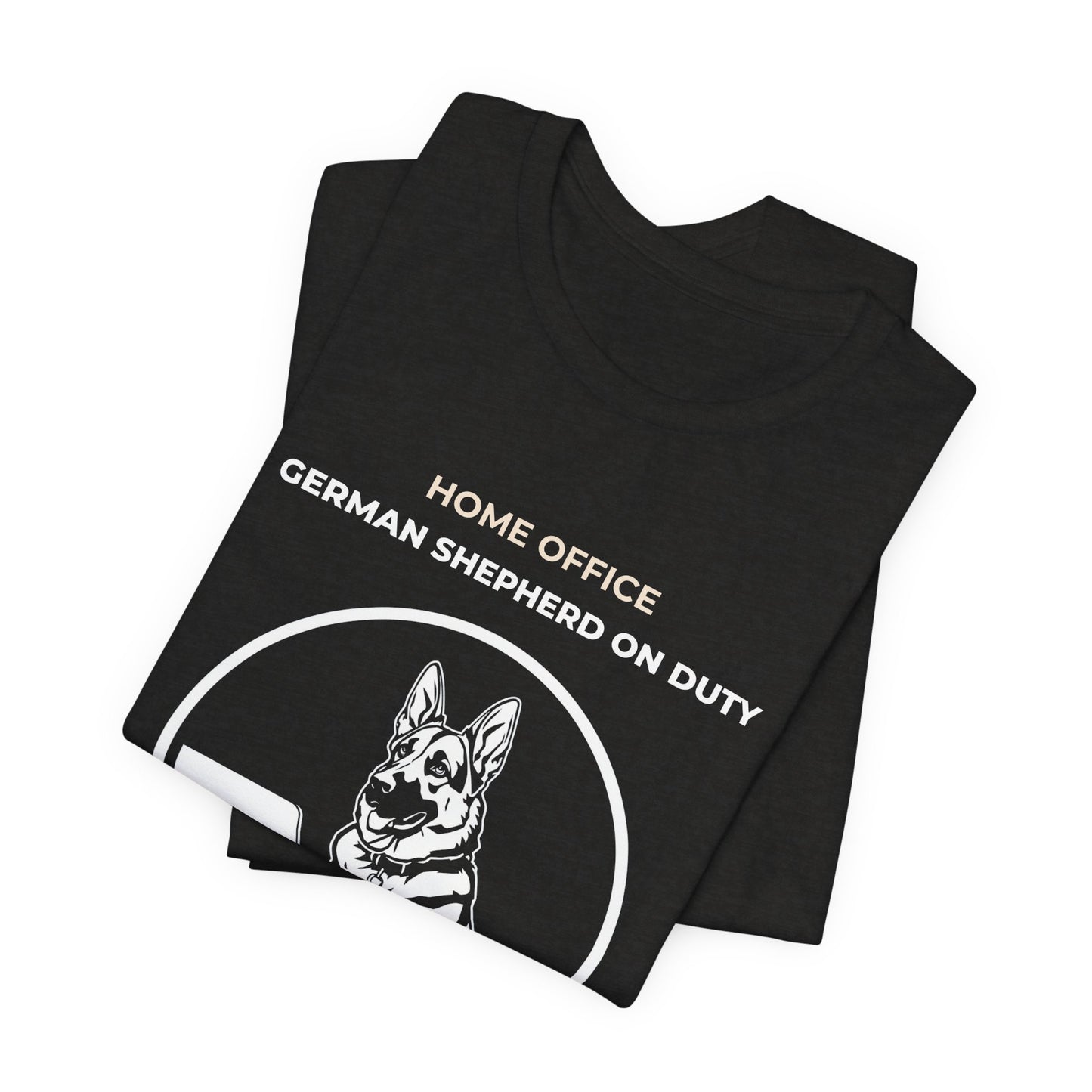 Home Office German Shepherd On Duty t-shirt — funny work from home dog tee on Bella+Canvas 3001, view 14