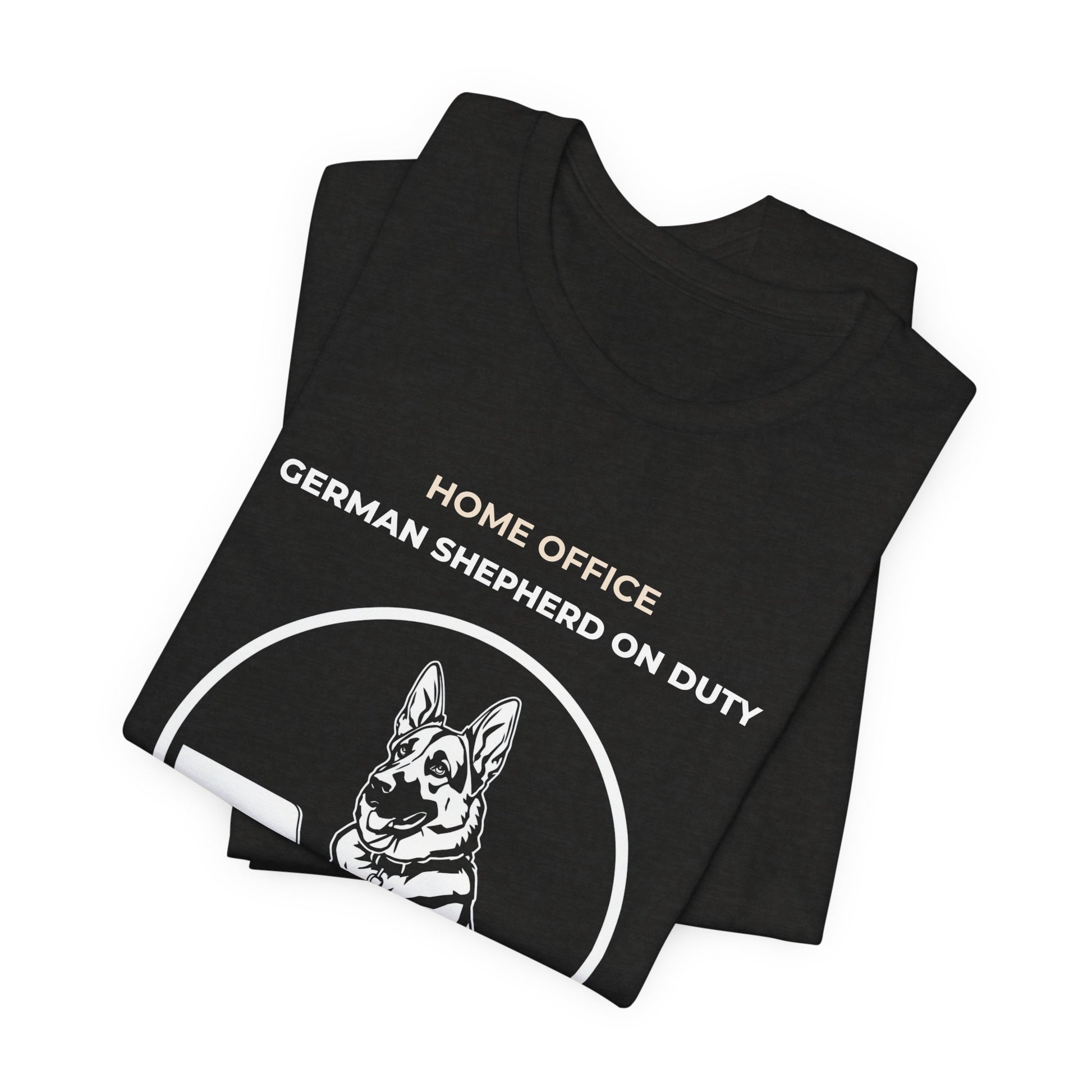 Home Office German Shepherd On Duty t-shirt — funny work from home dog tee on Bella+Canvas 3001, view 14