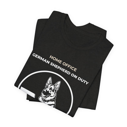 Home Office German Shepherd On Duty t-shirt — funny work from home dog tee on Bella+Canvas 3001, view 14