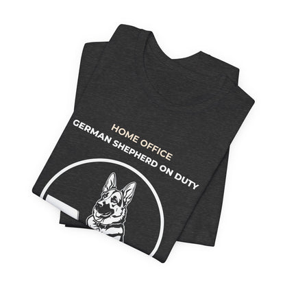 Home Office German Shepherd On Duty t-shirt — funny work from home dog tee on Bella+Canvas 3001, view 20