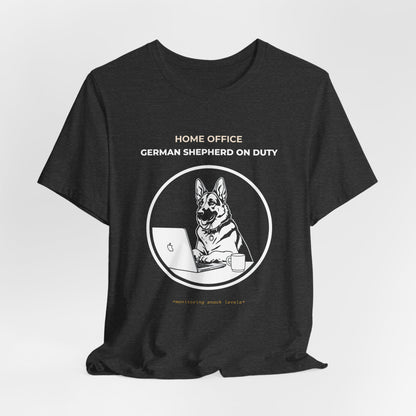 Home Office German Shepherd On Duty t-shirt — funny work from home dog tee on Bella+Canvas 3001, view 21