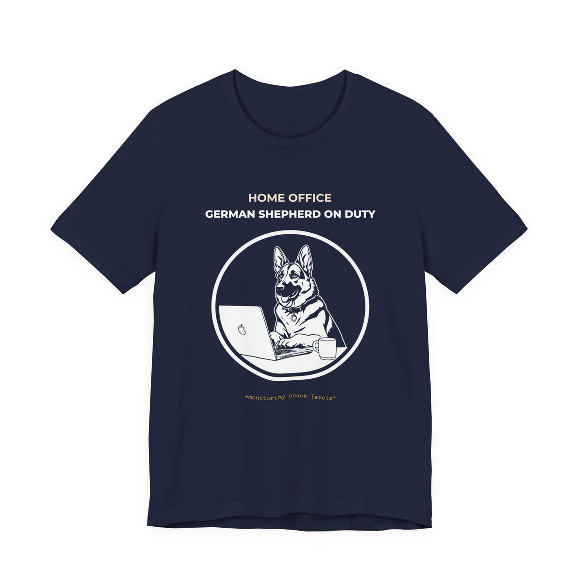 Home Office German Shepherd On Duty t-shirt — funny work from home dog tee on Bella+Canvas 3001, view 24