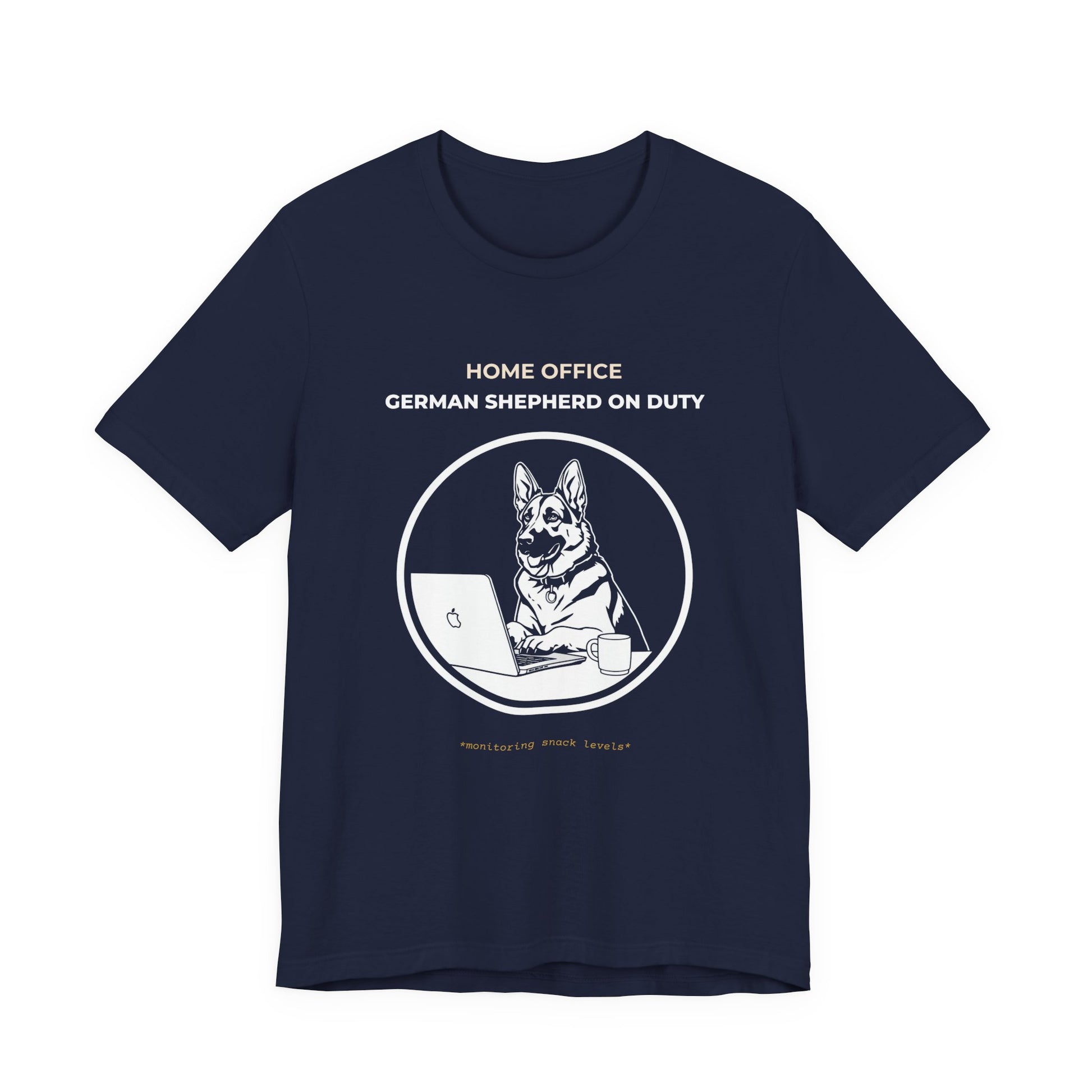 Home Office German Shepherd On Duty t-shirt — funny work from home dog tee on Bella+Canvas 3001, view 24