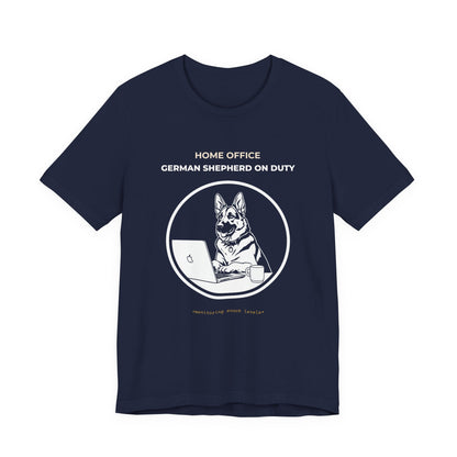 Home Office German Shepherd On Duty t-shirt — funny work from home dog tee on Bella+Canvas 3001, view 24