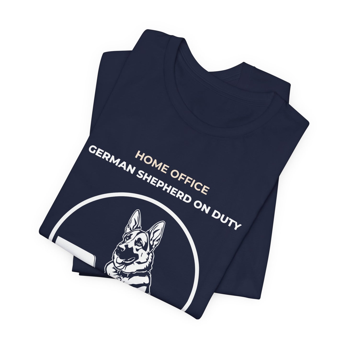 Home Office German Shepherd On Duty t-shirt — funny work from home dog tee on Bella+Canvas 3001, view 26