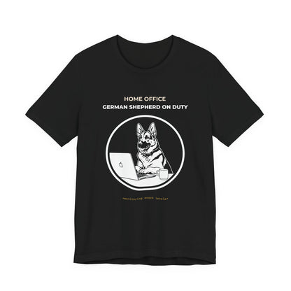 Home Office German Shepherd On Duty t-shirt — funny work from home dog tee on Bella+Canvas 3001, view 6