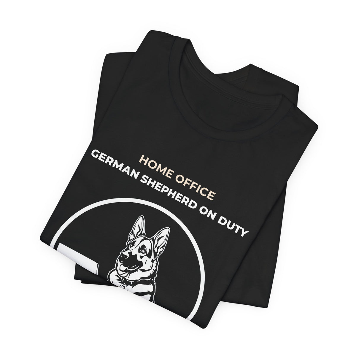 Home Office German Shepherd On Duty t-shirt — funny work from home dog tee on Bella+Canvas 3001, view 8