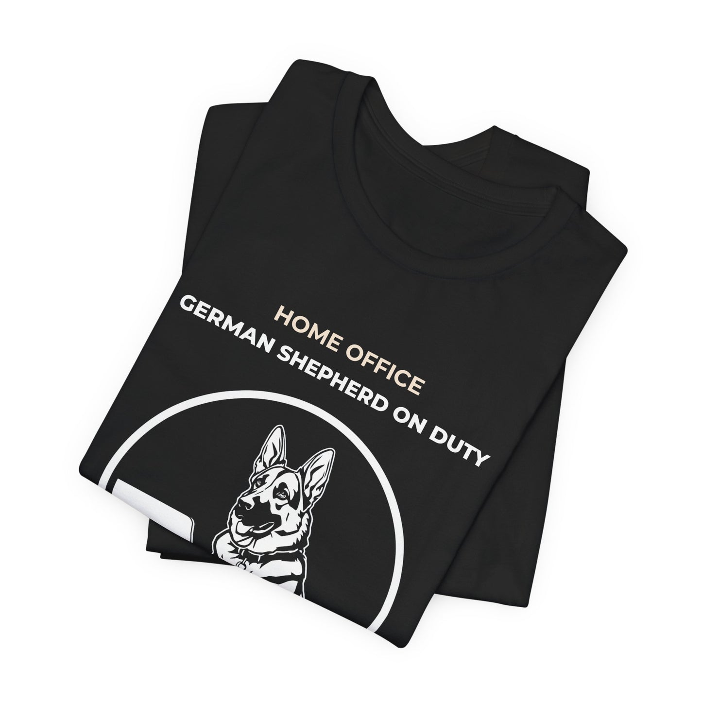 Home Office German Shepherd On Duty t-shirt — funny work from home dog tee on Bella+Canvas 3001, view 8