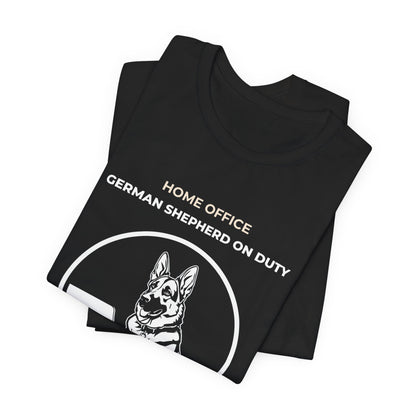 Home Office German Shepherd On Duty t-shirt — funny work from home dog tee on Bella+Canvas 3001, view 8