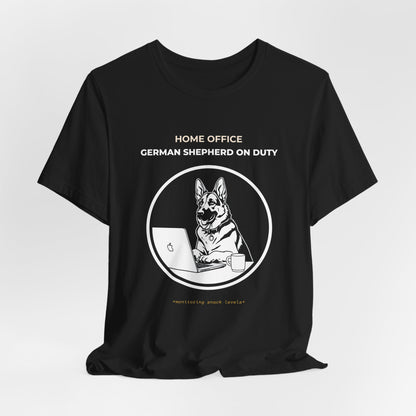 Home Office German Shepherd On Duty t-shirt — funny work from home dog tee on Bella+Canvas 3001, view 9