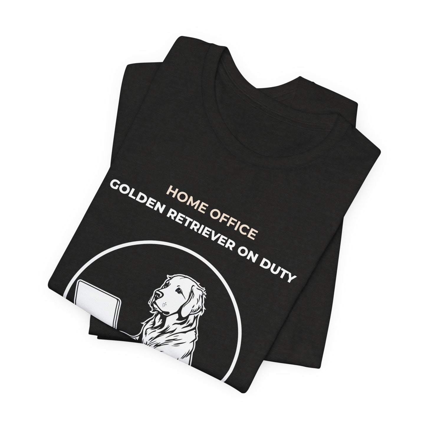 Home Office Golden Retriever On Duty t-shirt — funny work from home dog tee on Bella+Canvas 3001, view 14