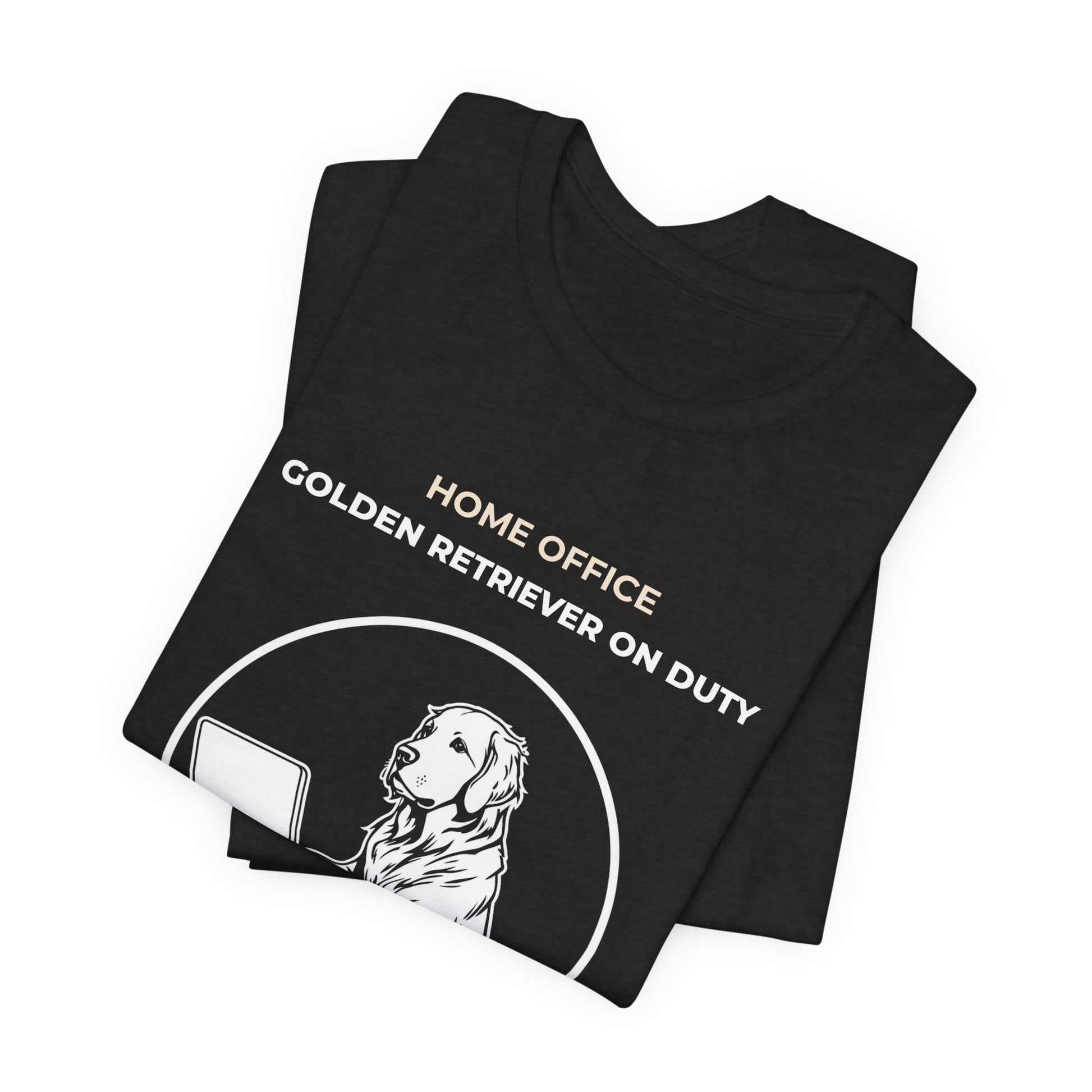 Home Office Golden Retriever On Duty t-shirt — funny work from home dog tee on Bella+Canvas 3001, view 14