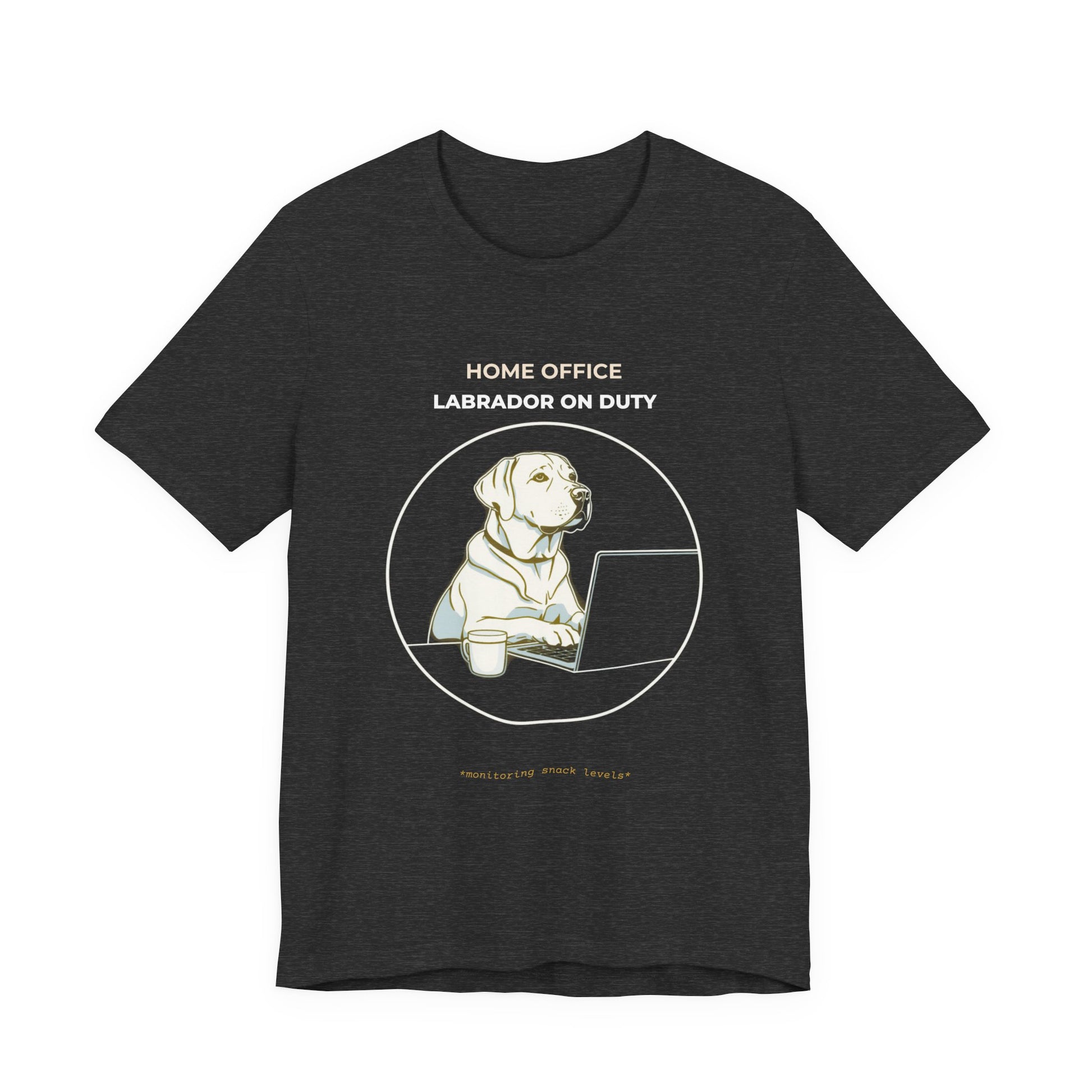 Home Office Labrador On Duty t-shirt — funny work from home dog tee on Bella+Canvas 3001, view 18