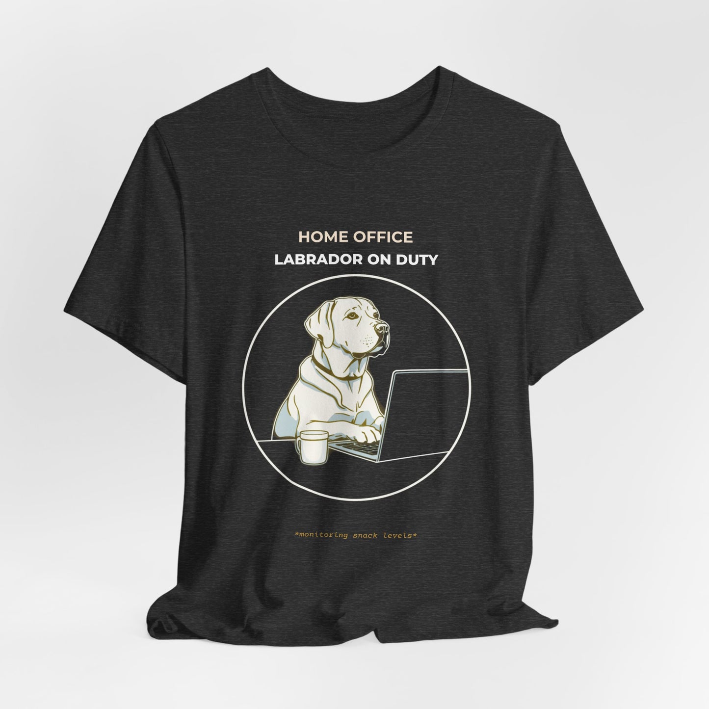 Home Office Labrador On Duty t-shirt — funny work from home dog tee on Bella+Canvas 3001, view 21